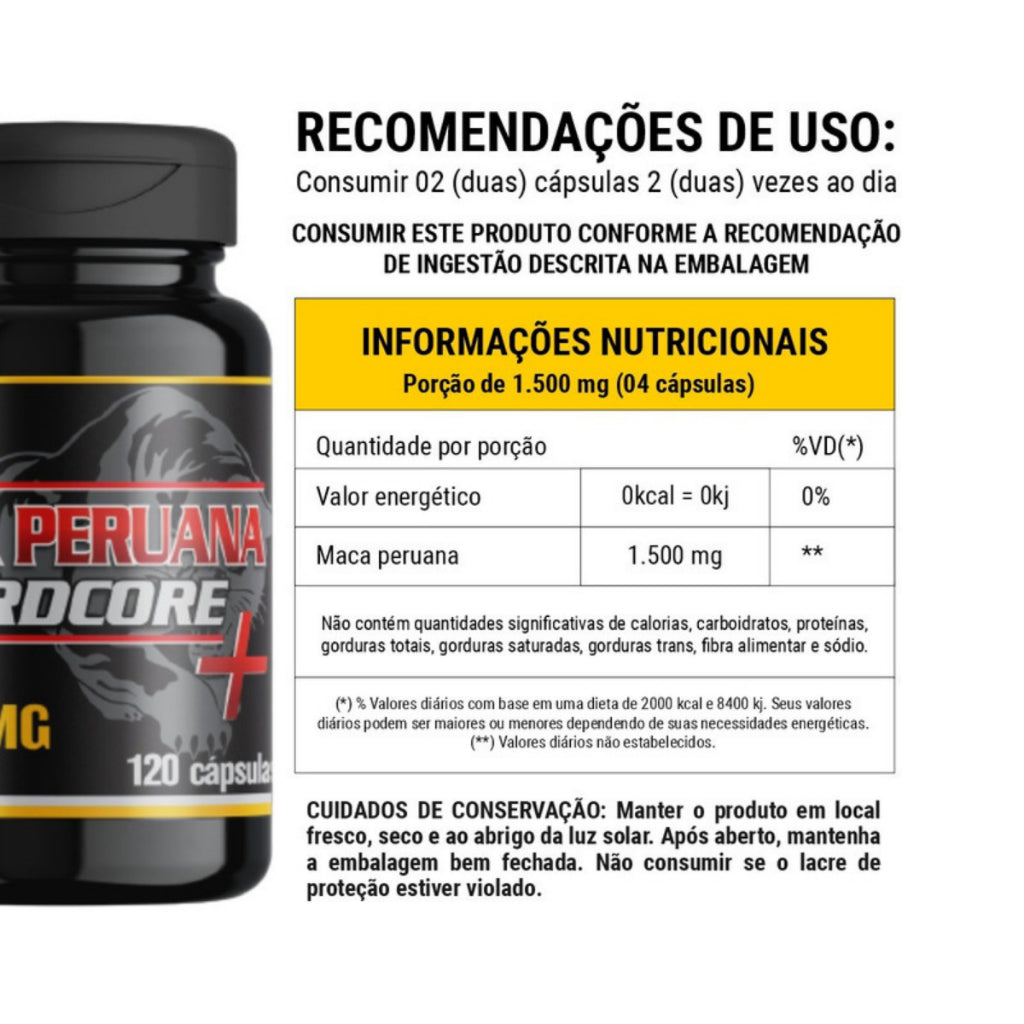 Maca Original Hardcore 1500mg Com 120 Caps